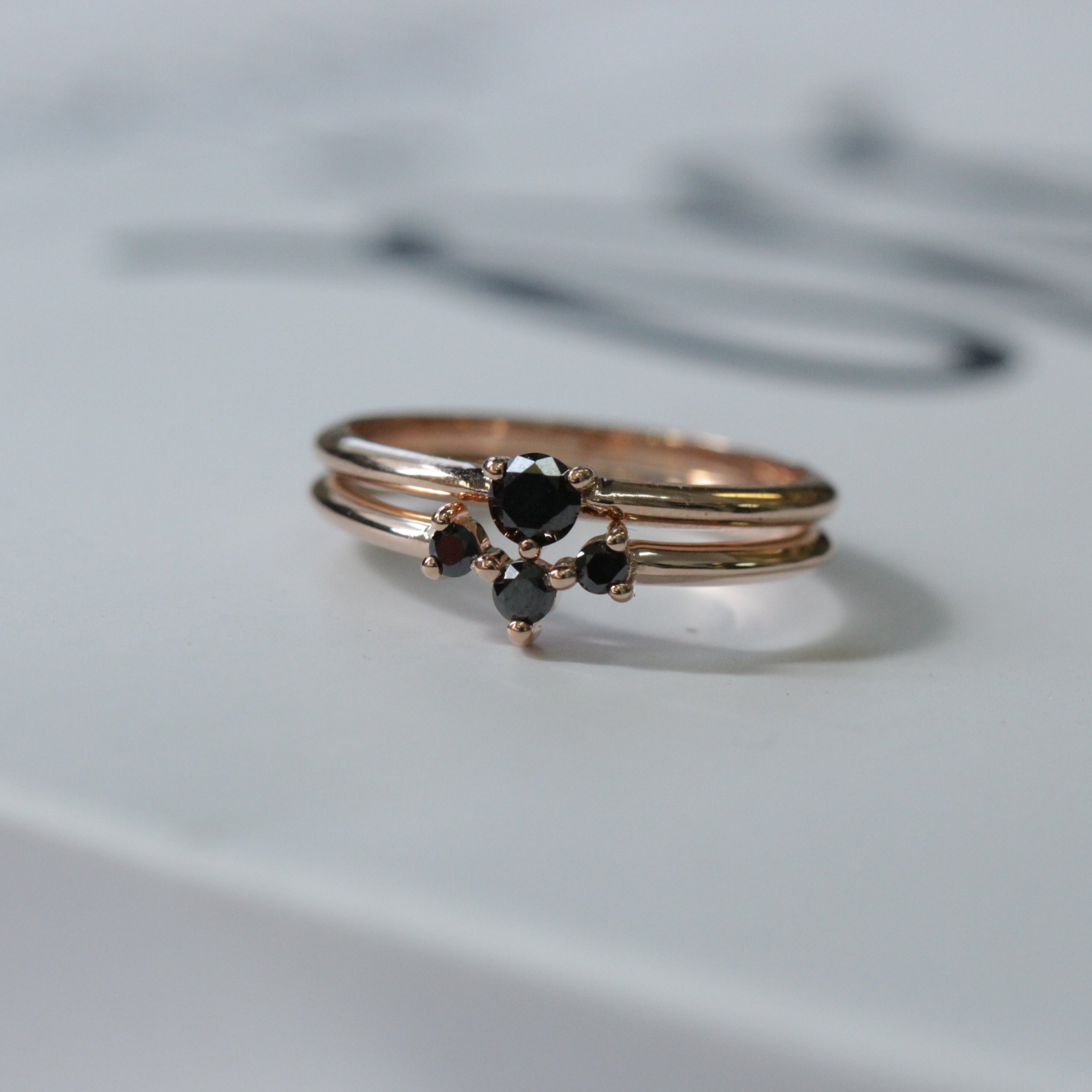 טבעת פרידה יהלומים שחורים