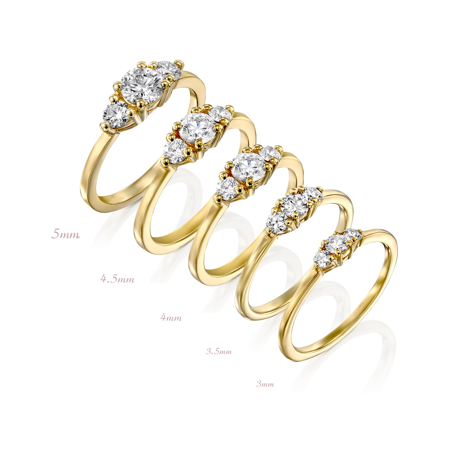 טבעת אודרי יהלומים לבנים 4.5 מ"מ
