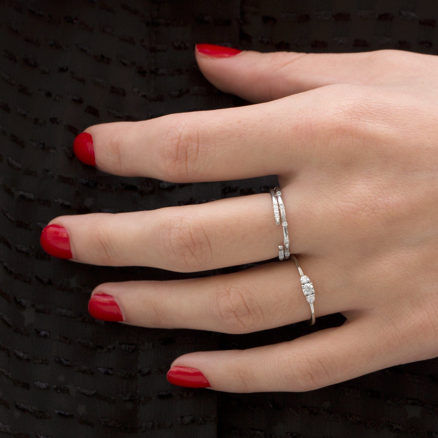 טבעת אודרי יהלומים לבנים 3 מ"מ