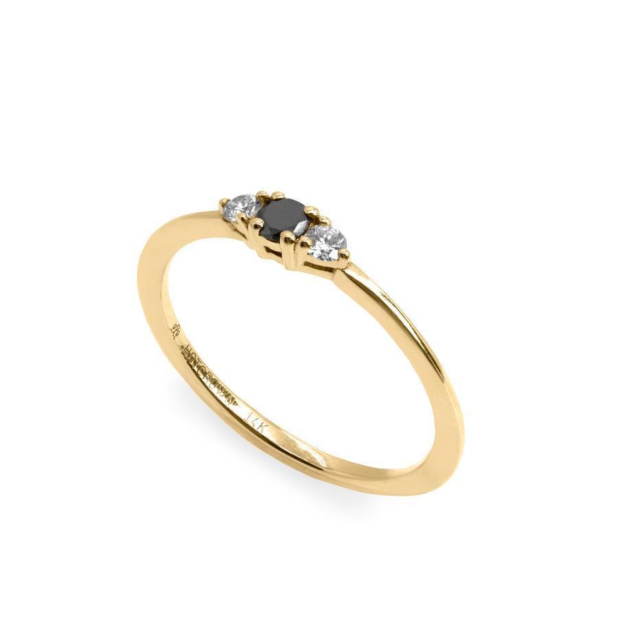 טבעת אודרי יהלומים שחור ולבן 3 מ"מ